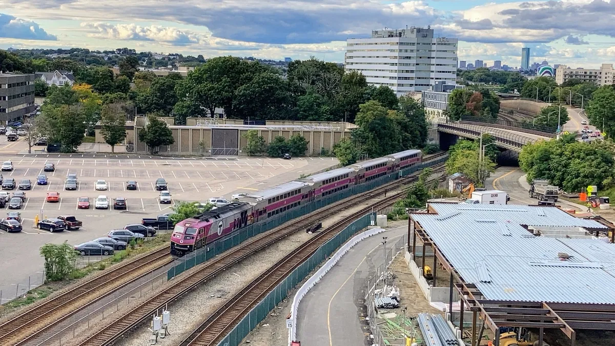 MBTA Commuter Rail train in North Quincy MBTA Commuter Rail train in North Quincy