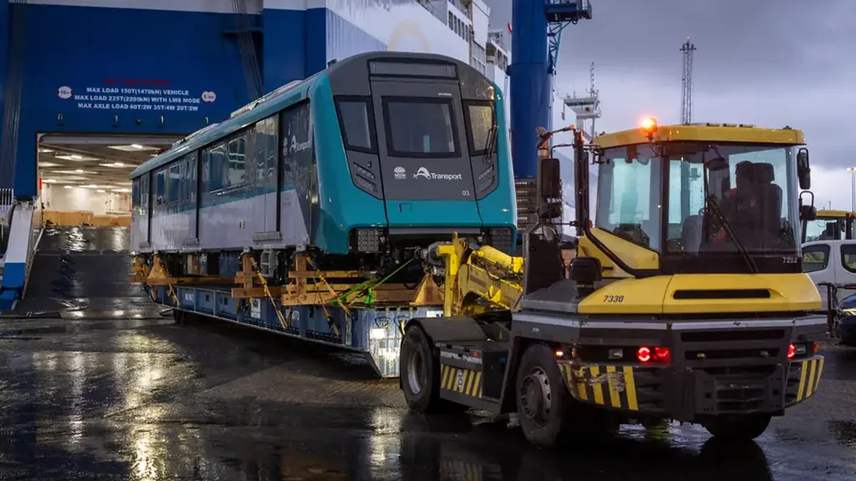 Western Sydney Airport train arrives in Sydney Sydney Metro Western Sydney Airport train being unloaded after arriving in Sydney