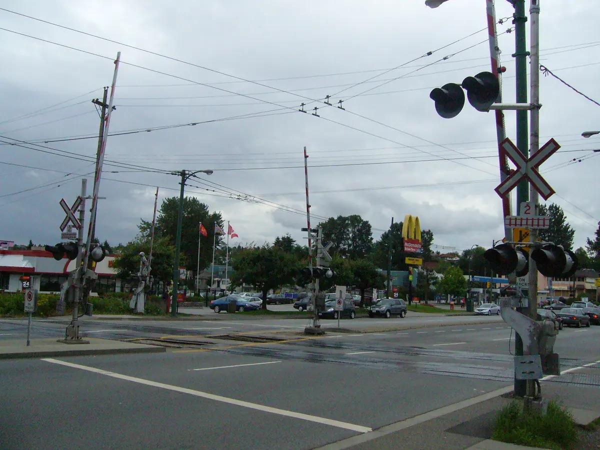 Railway crossing in Vancouver Railway crossing on Renfrew Street in Vancouver