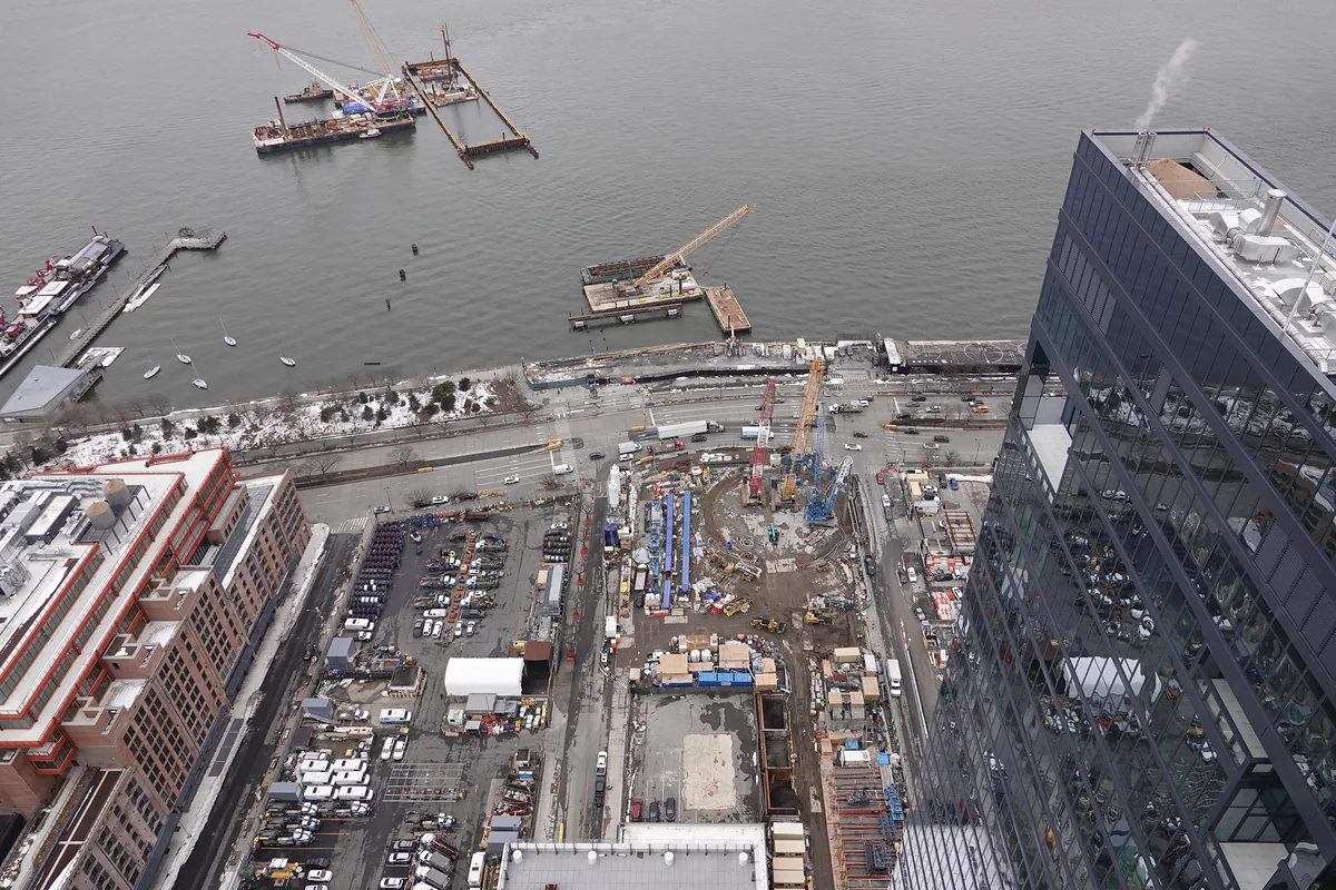 Manhattan Tunnel Project construction area Manhattan Tunnel Project construction area by the Hudson River