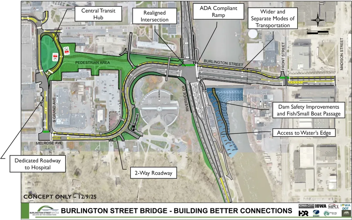 Burlington Street Bridge concept map Official concept map for the Burlington Street Bridge project in Iowa City