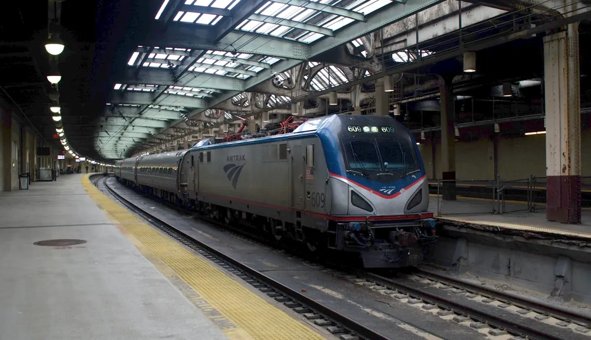 Amtrak train at Newark Penn Station Amtrak train at Newark Penn Station