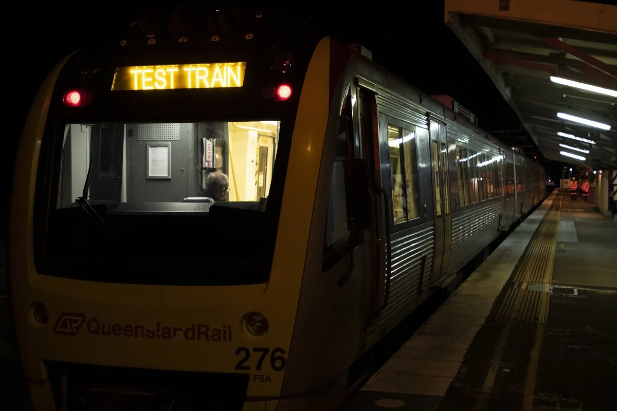 Queensland Rail ETCS test train Queensland Rail test train during ETCS testing on the Shorncliffe line