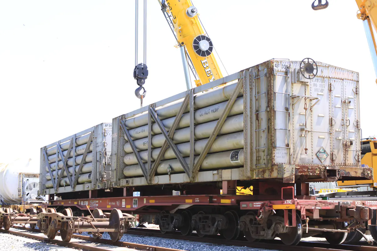 NASA Railroad helium tank cars in Florida Helium tank cars at the NASA Railroad yard in Florida
