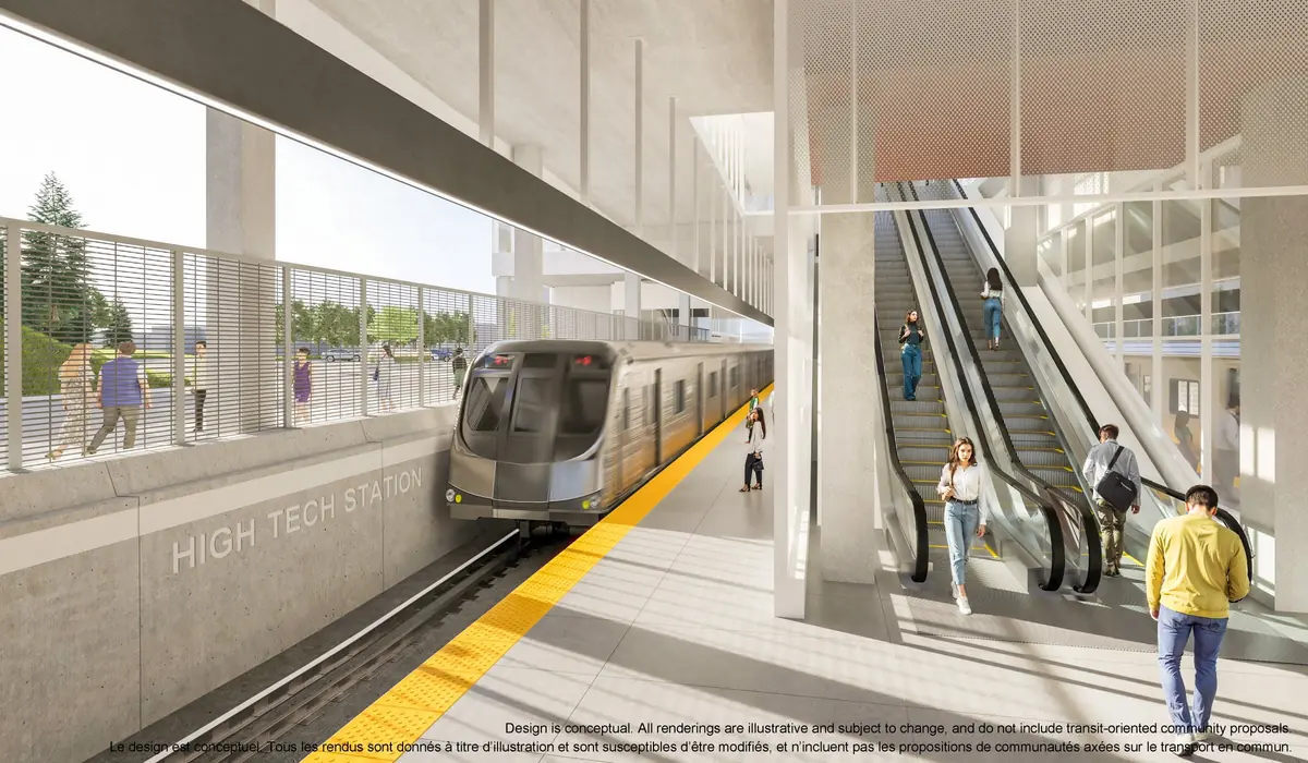 Future High Tech Station platform Conceptual rendering of the future High Tech Station platform