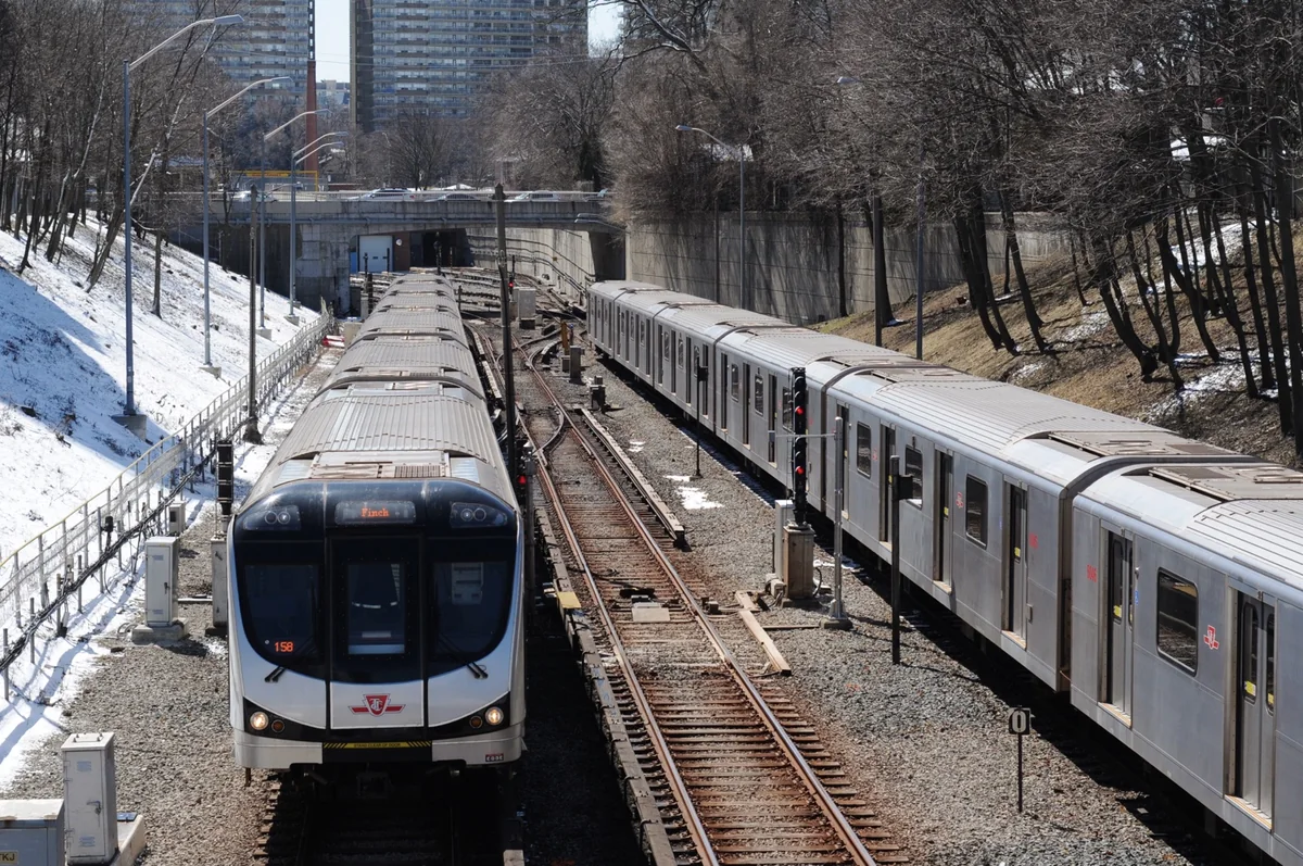Northbound TTC Line 1 train in Toronto