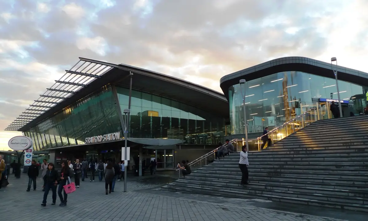 Entrance to Stratford station in east London