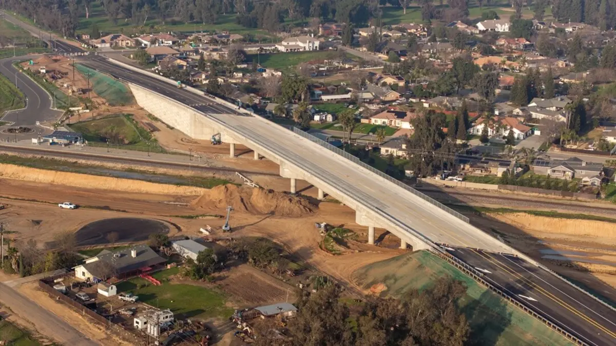 Road 26 grade separation construction Aerial view of Road 26 grade separation construction in Madera County