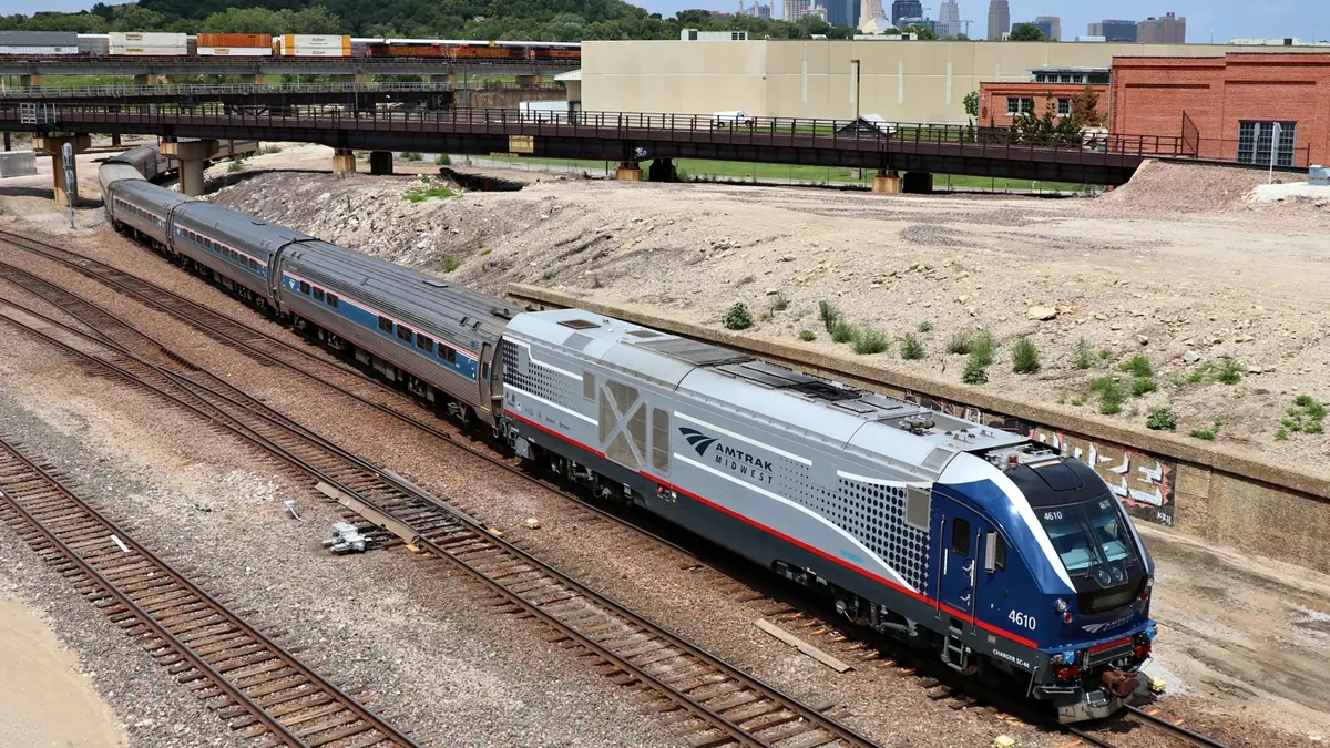 Amtrak Missouri River Runner train in Kansas City, Missouri
