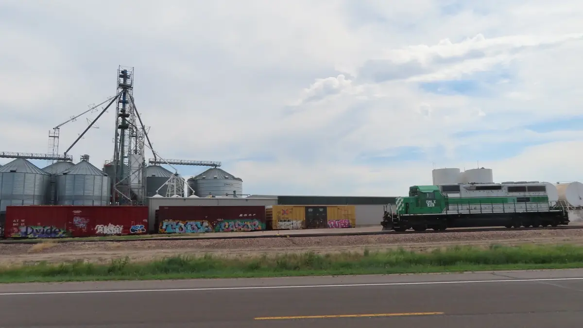 OmniTRAX locomotive in Nebraska OmniTRAX locomotive in Imperial, Nebraska