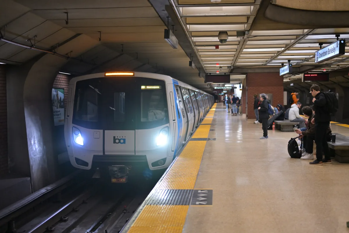 BART train at Downtown Berkeley station BART train arriving at Downtown Berkeley station
