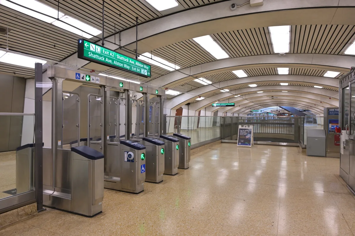 Downtown Berkeley BART station mezzanine Mezzanine and fare gates at Downtown Berkeley BART station