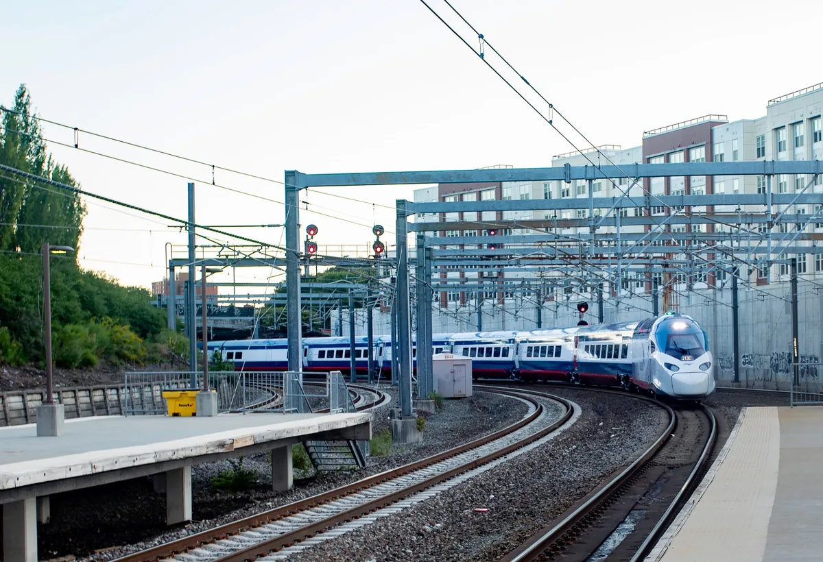 NextGen Acela in Providence NextGen Acela train on the approach to Providence Station