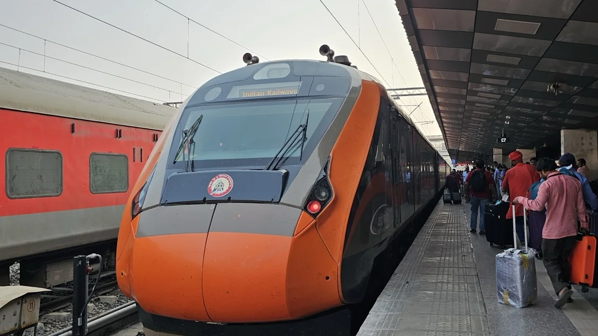 Vande Bharat Express at Banaras station Vande Bharat Express train at Banaras Railway Station