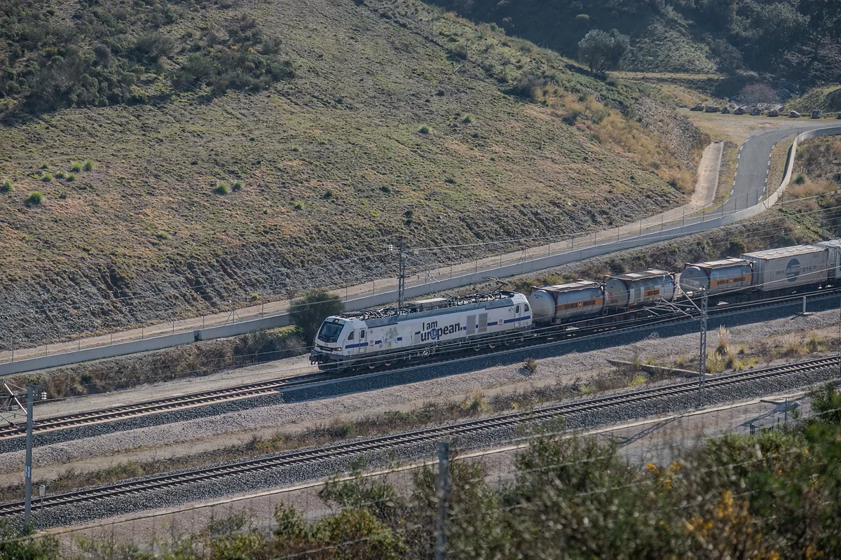 EURO6000 freight locomotive Stadler EURO6000 hauling a freight train
