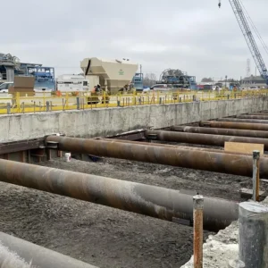 Construction work at the BART Silicon Valley Phase II project site