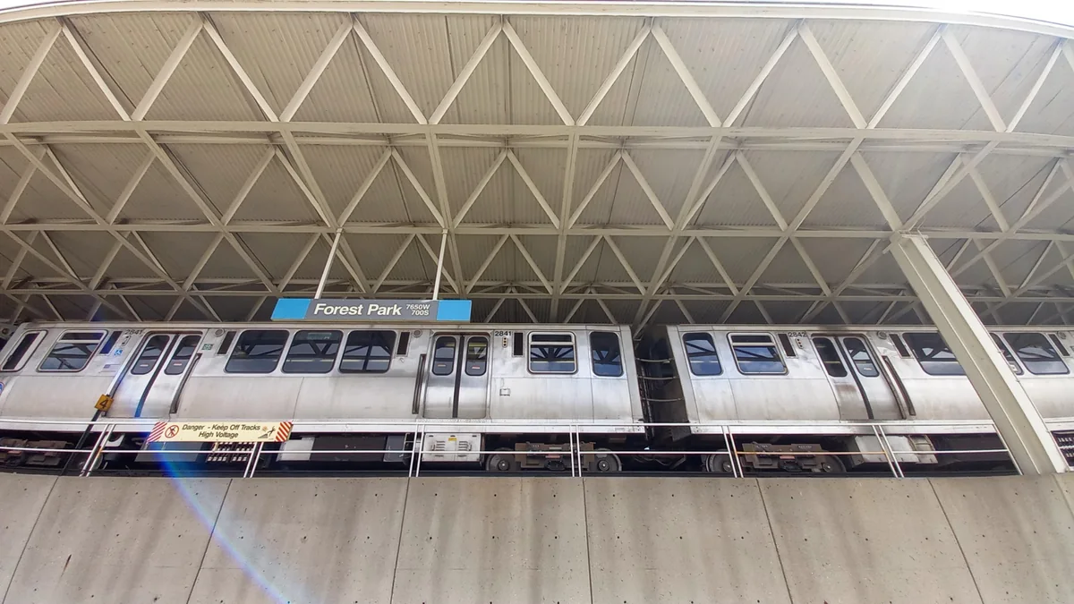 CTA Blue Line train at Forest Park station CTA Blue Line train at Forest Park station