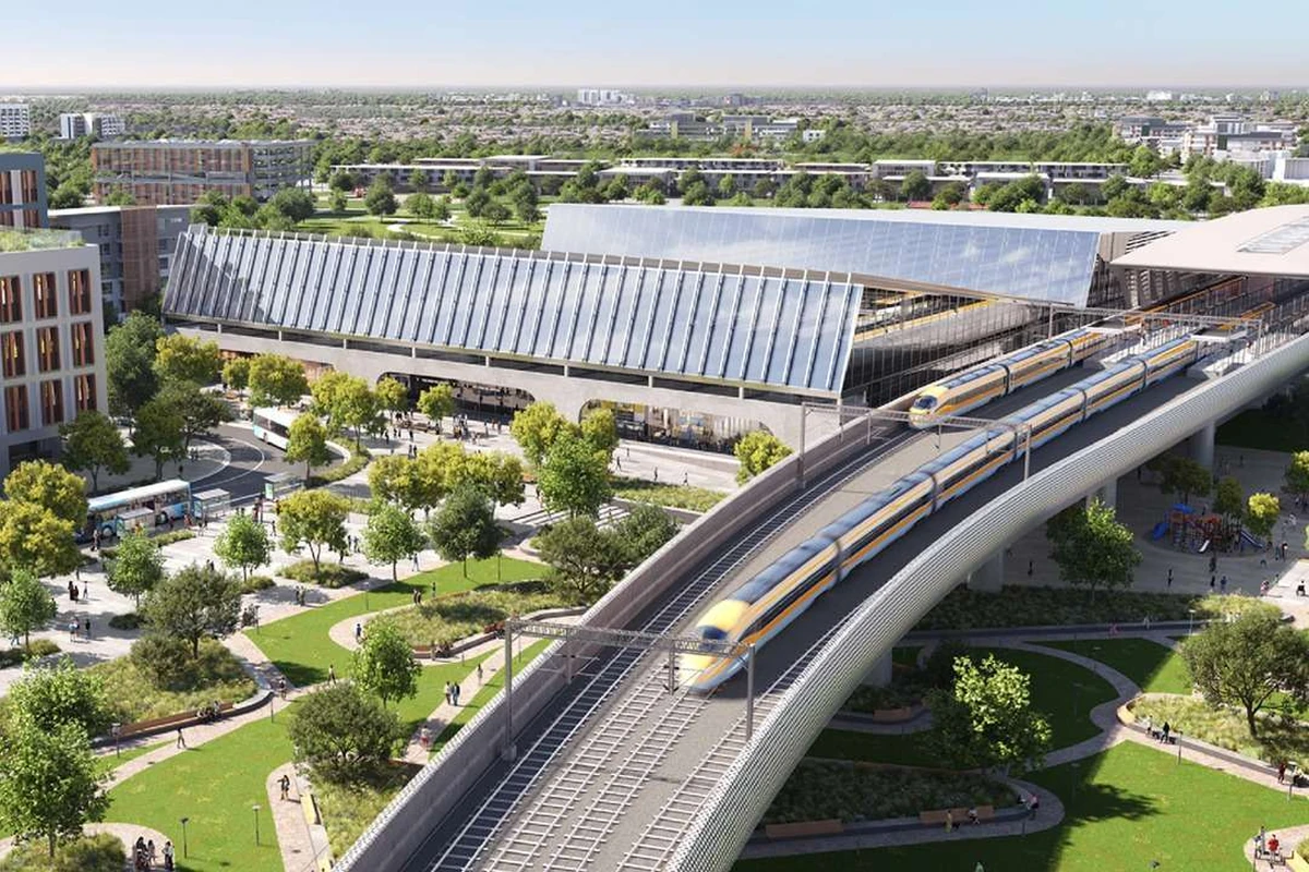 Newcastle to Sydney high-speed trains approaching a proposed station Newcastle to Sydney high-speed trains approaching a proposed station
