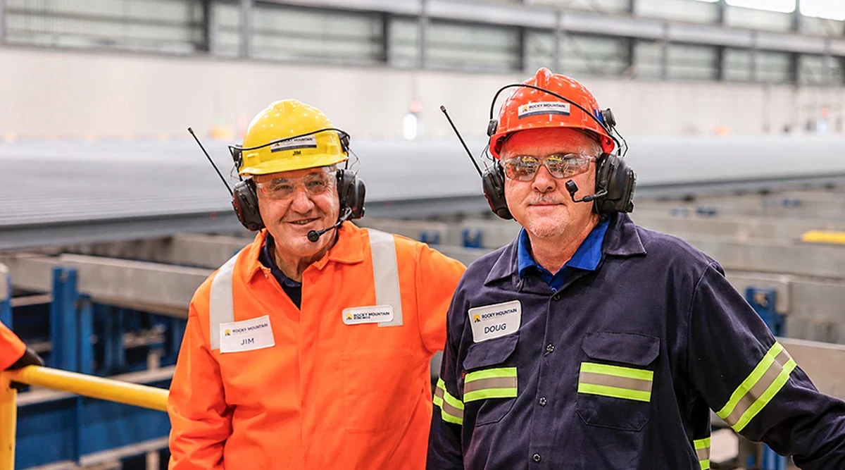 Union Pacific CEO Jim Vena and Orion Steel CEO Doug Matthews inside Rocky Mountain Steel’s Pueblo mill Union Pacific CEO Jim Vena and Orion Steel CEO Doug Matthews inside Rocky Mountain Steel’s Pueblo mill