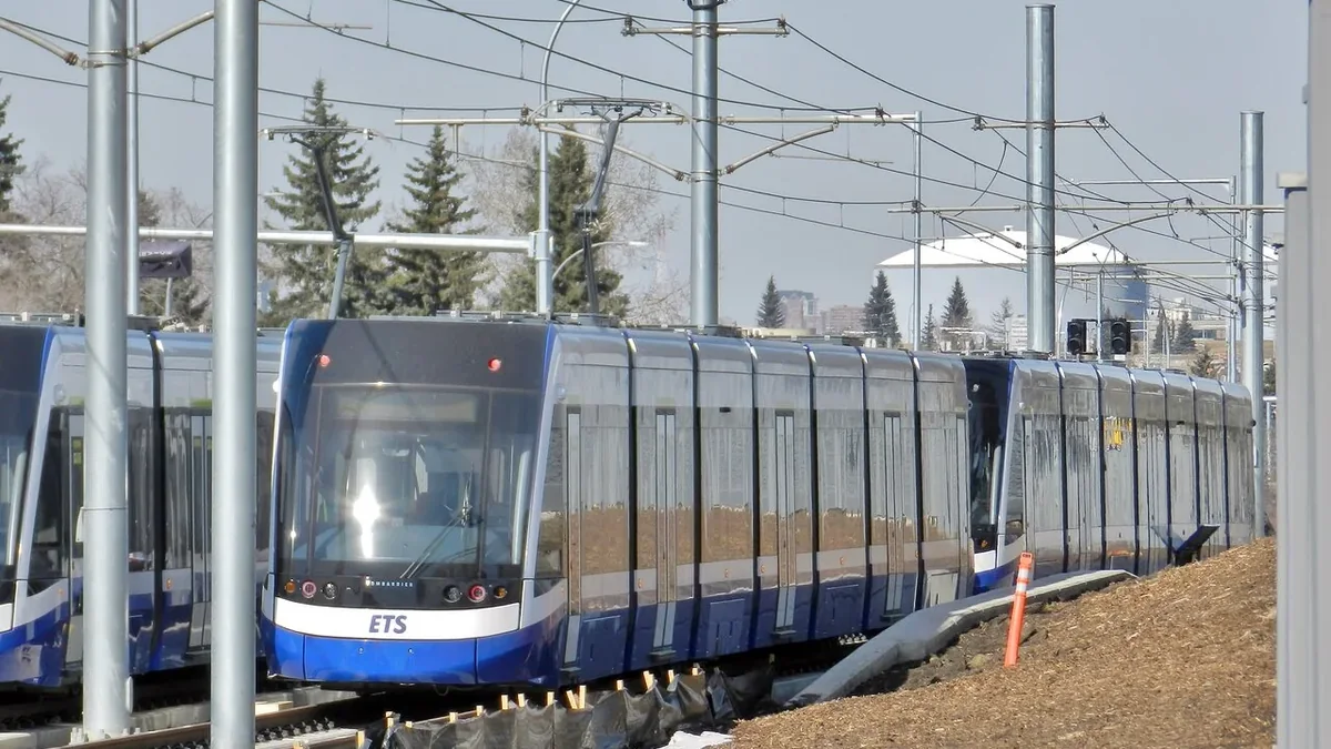 Flexity Freedom light rail vehicles undergoing testing on Edmonton’s Valley Line Southeast Flexity Freedom light rail vehicles undergoing testing on Edmonton’s Valley Line Southeast