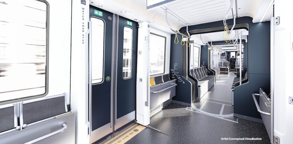 Low-floor interior rendering of an Austin light rail vehicle Low-floor interior rendering of an Austin light rail vehicle