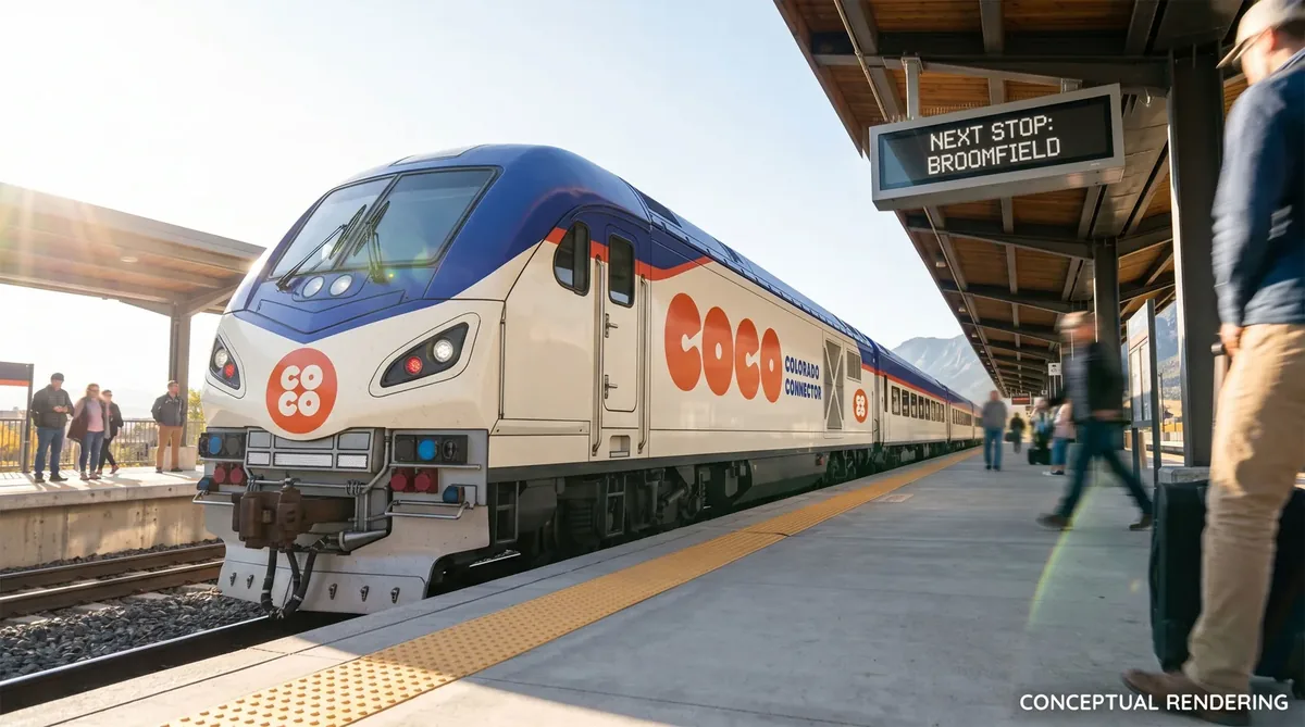 Colorado Connector passenger train concept at Broomfield station Colorado Connector passenger train concept at Broomfield station