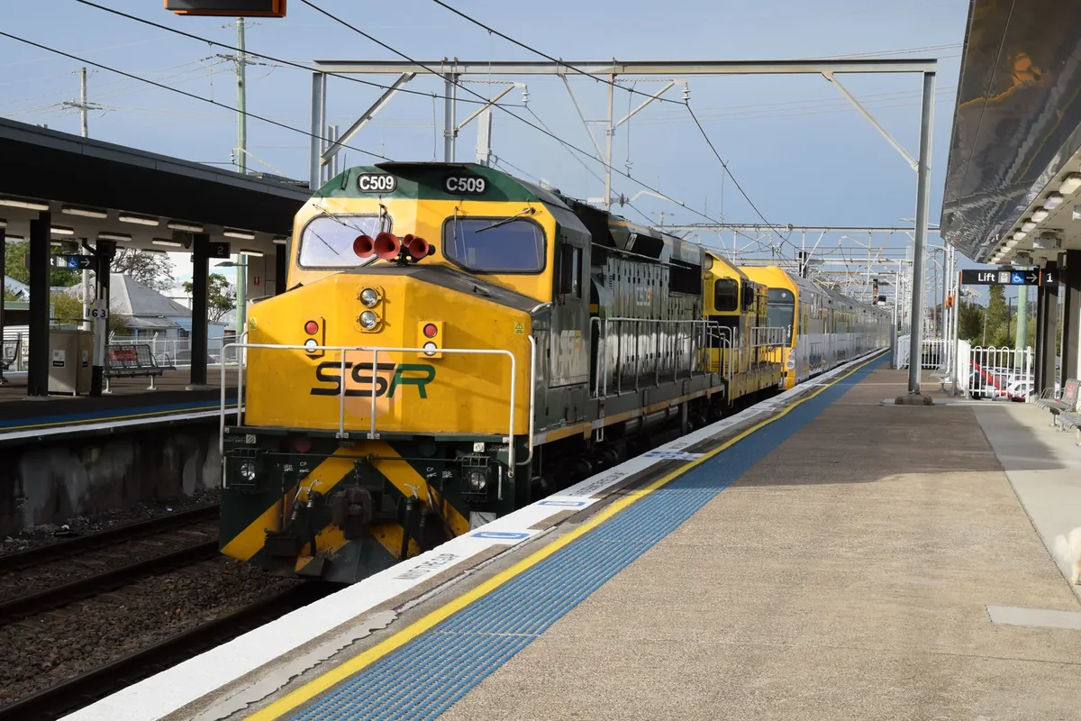 Southern Shorthaul Railroad locomotive C509 with a train in New South Wales Southern Shorthaul Railroad locomotive C509 with a train in New South Wales