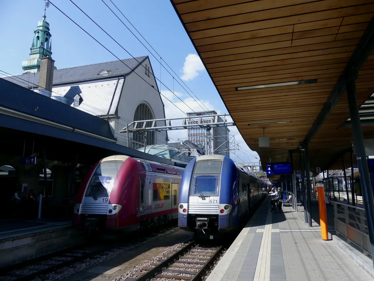 CFL and SNCF regional trains at Luxembourg railway station CFL and SNCF regional trains at Luxembourg railway station
