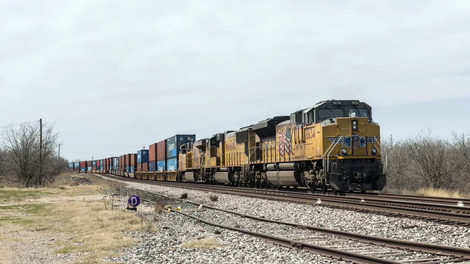 Union Pacific intermodal freight train near Cisco, Texas, shown as an illustrative image Union Pacific intermodal freight train near Cisco, Texas, shown as an illustrative image