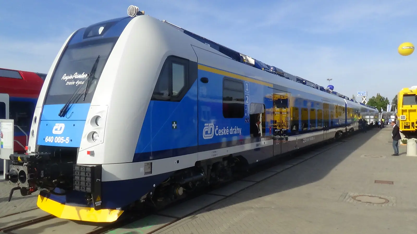 Škoda RegioPanter train displayed outdoors at InnoTrans 2014
