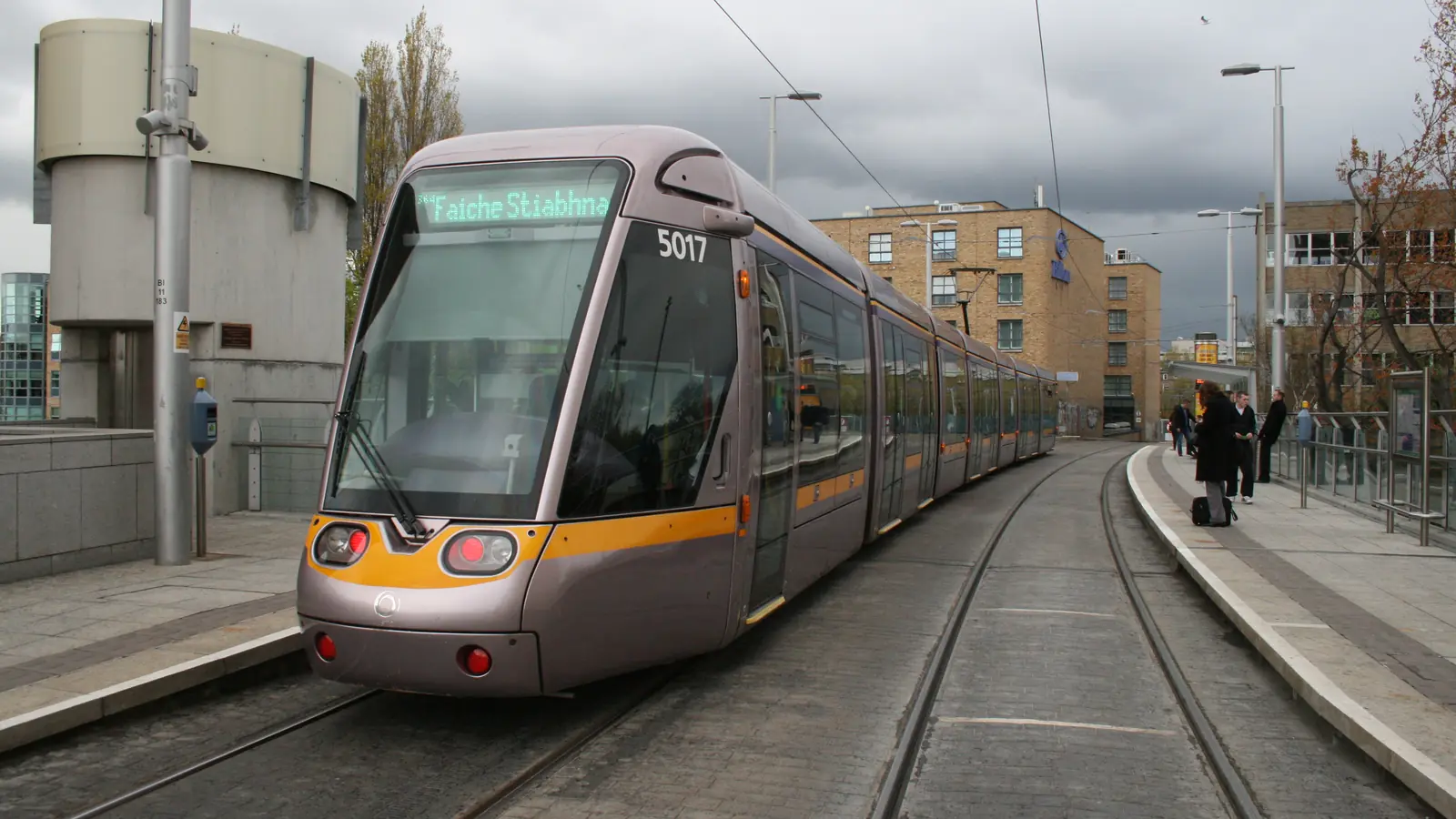 A Luas tram at Charlemont stop in Dublin, the planned southern terminus of MetroLink.