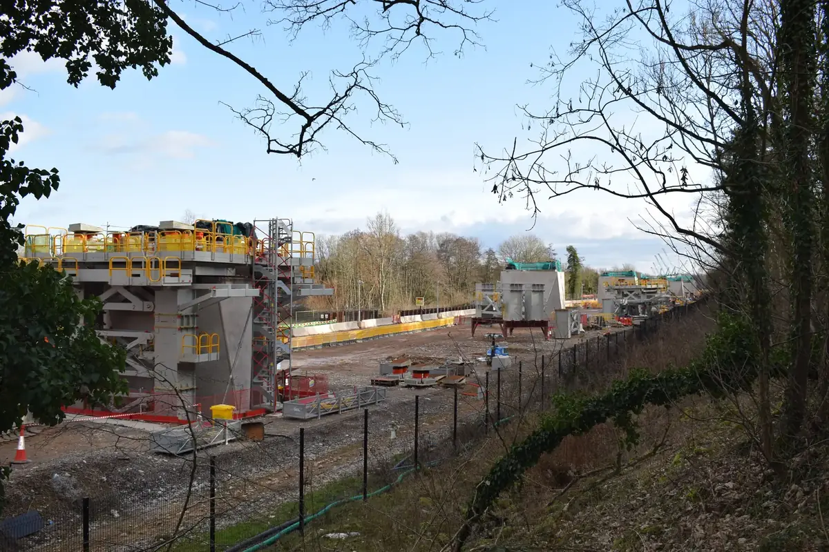 Concrete piers under construction for the HS2 Colne Valley Viaduct Concrete piers under construction for the HS2 Colne Valley Viaduct