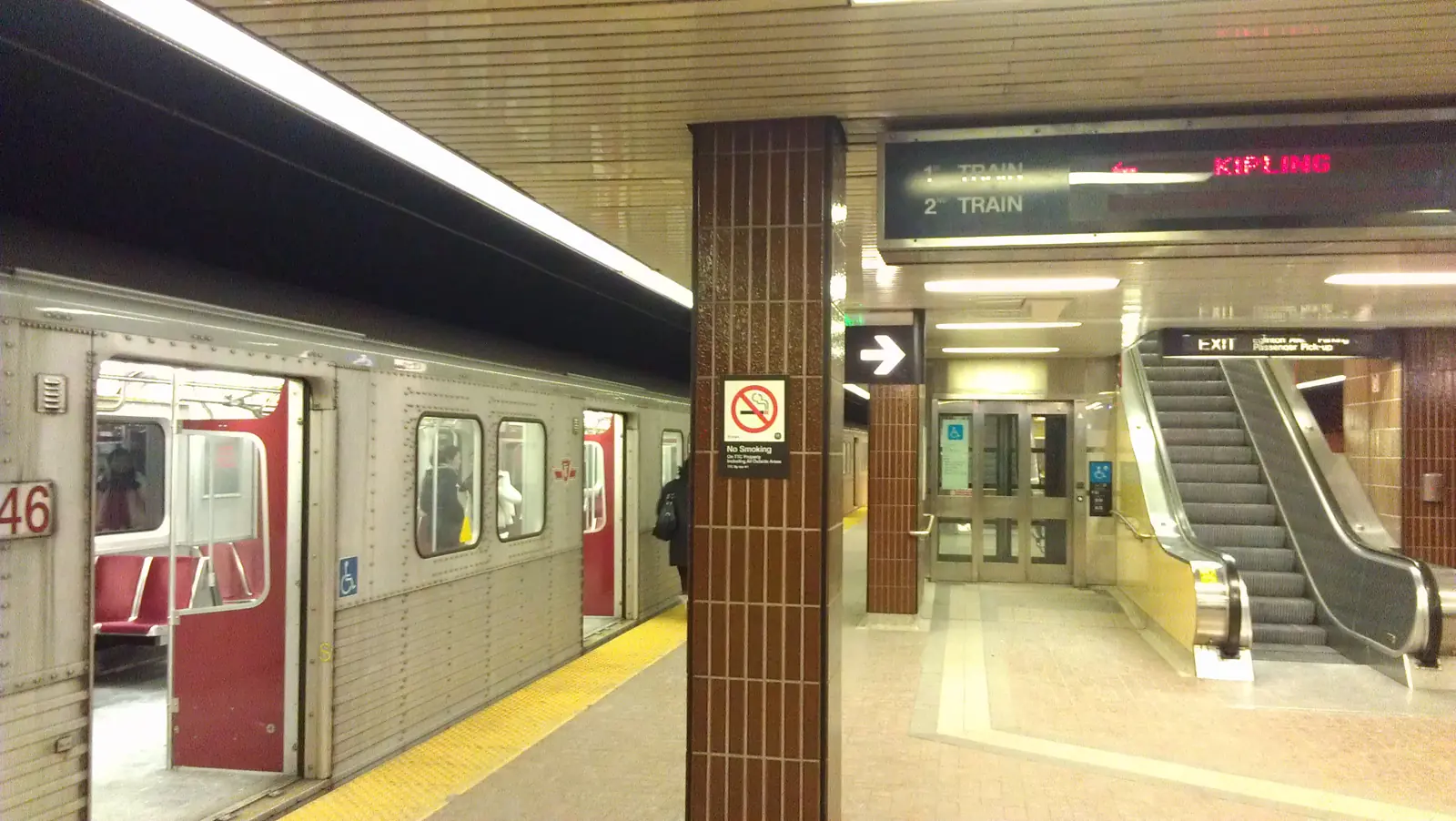 TTC subway train standing at the Kennedy Station platform in Scarborough TTC subway train standing at the Kennedy Station platform in Scarborough