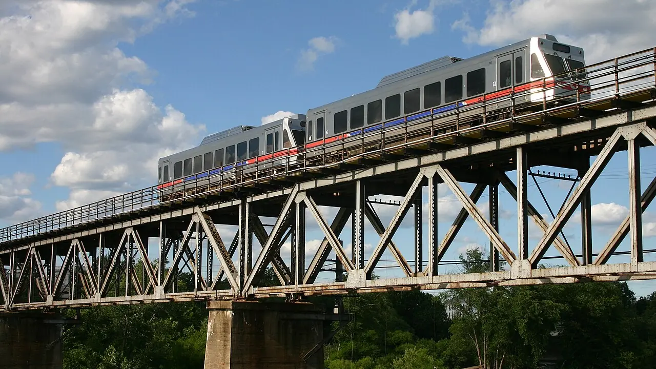 Two SEPTA N-5 railcars crossing the Bridgeport-Norristown Viaduct over the Schuylkill River. Two SEPTA N-5 railcars crossing the Bridgeport-Norristown Viaduct over the Schuylkill River.