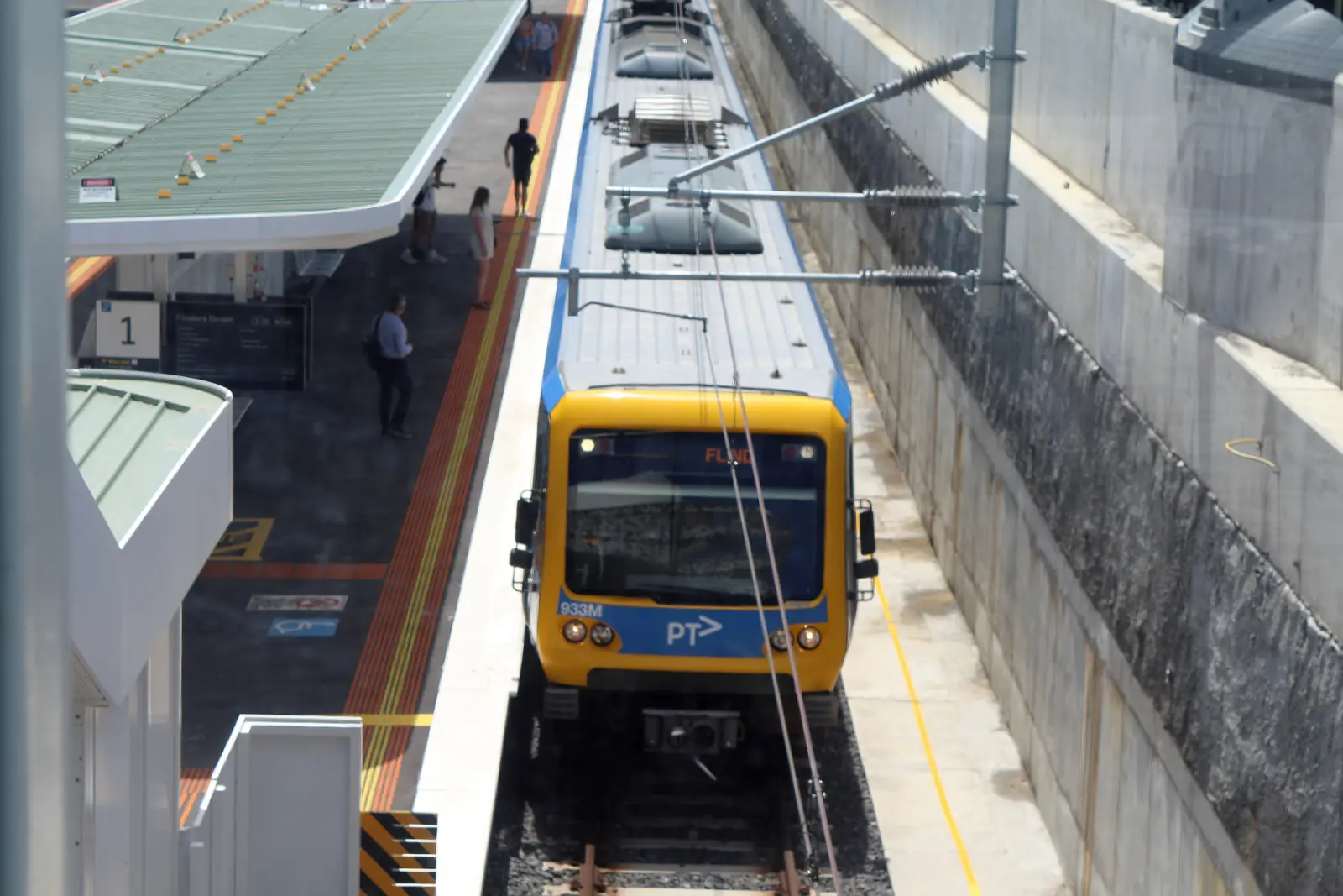 X’Trapolis 100 suburban train standing at Union Station in Melbourne. X’Trapolis 100 suburban train standing at Union Station in Melbourne.
