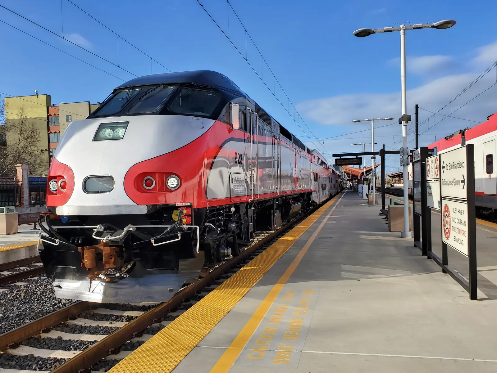 Caltrain South County Connector train at San Jose Diridon Station