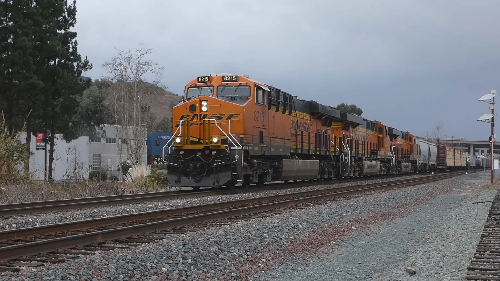 BNSF freight train passing through San Diego, California. BNSF freight train passing through San Diego, California.