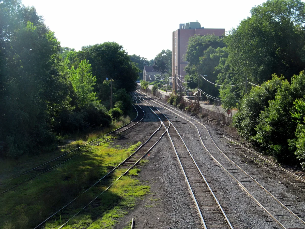 Tracks at the New England Central Railroad yard in Willimantic, Connecticut. Tracks at the New England Central Railroad yard in Willimantic, Connecticut.