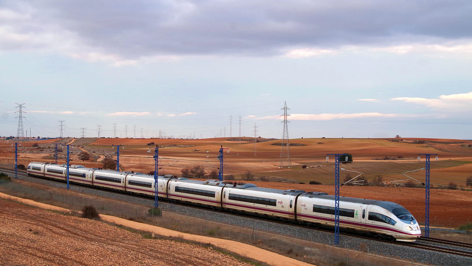 Renfe Class 103 train on the Madrid–Barcelona high-speed line near Guadalajara Renfe Class 103 train on the Madrid–Barcelona high-speed line near Guadalajara
