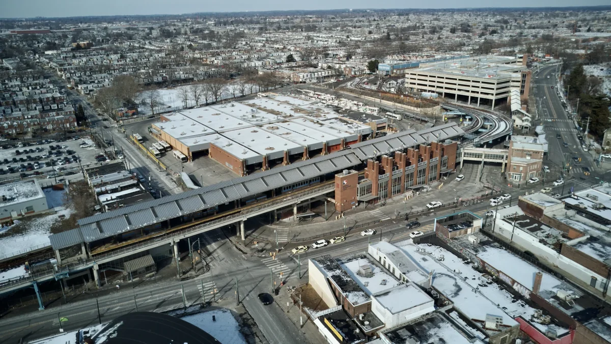 Aerial view of Frankford Transportation Center in Philadelphia. Aerial view of Frankford Transportation Center in Philadelphia.
