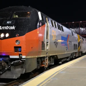 Amtrak Southwest Chief at Kansas City Union Station at night
