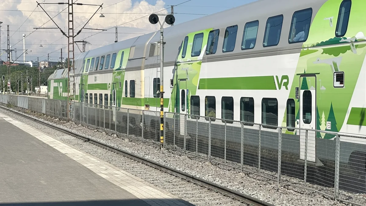 VR double-decker InterCity train at Helsinki Central station in Finland