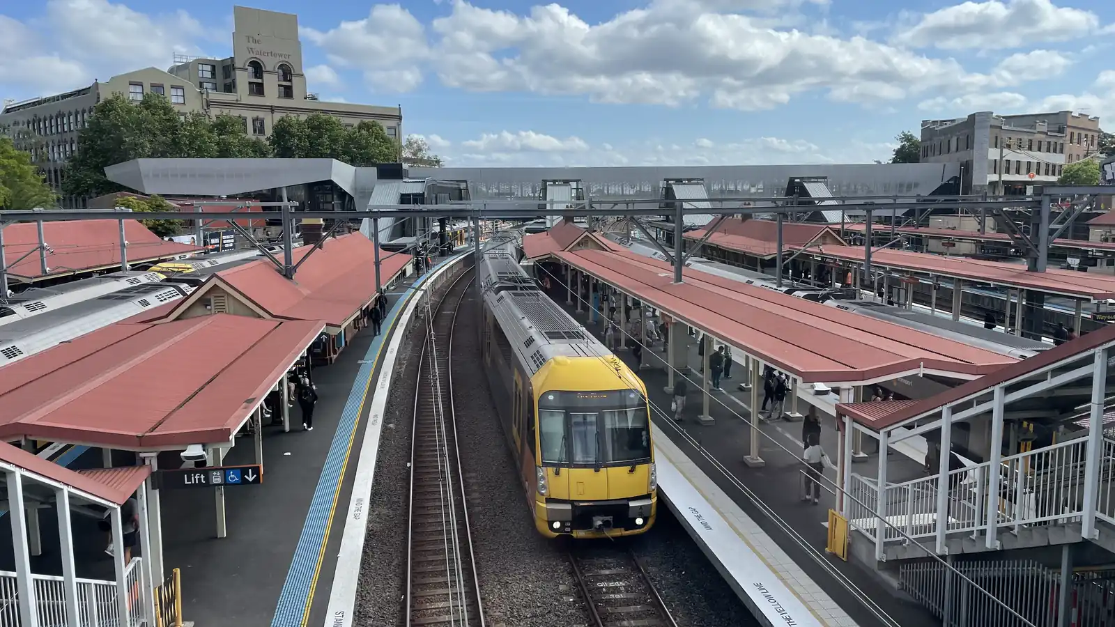 Redfern railway station platforms and overhead wiring in Sydney
