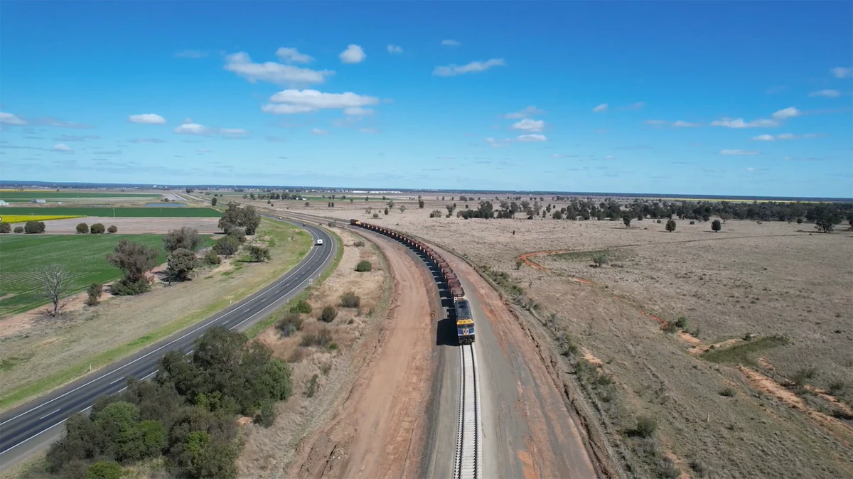 Ballast train on the Inland Rail corridor just north of Narrabri, New South Wales