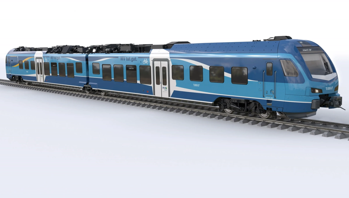 Stadler FLIRT Akku train in ODEG livery for the Westmecklenburg II network