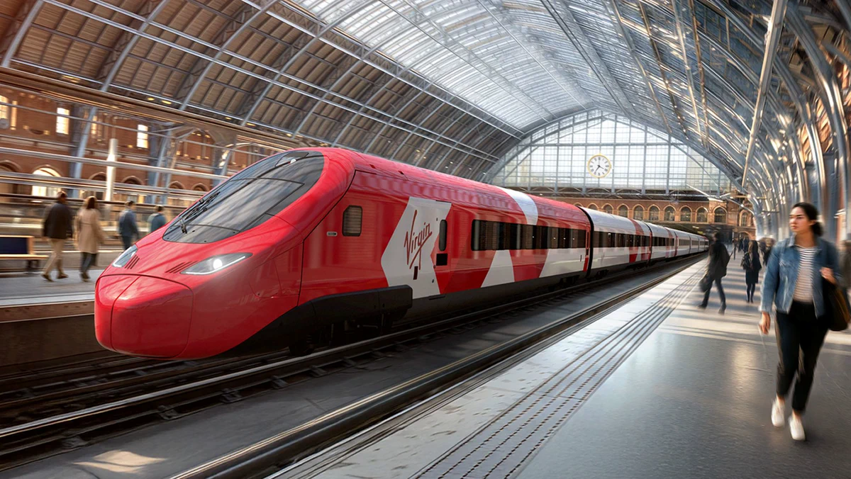 Conceptual rendering of a Virgin Trains high-speed service at London St Pancras