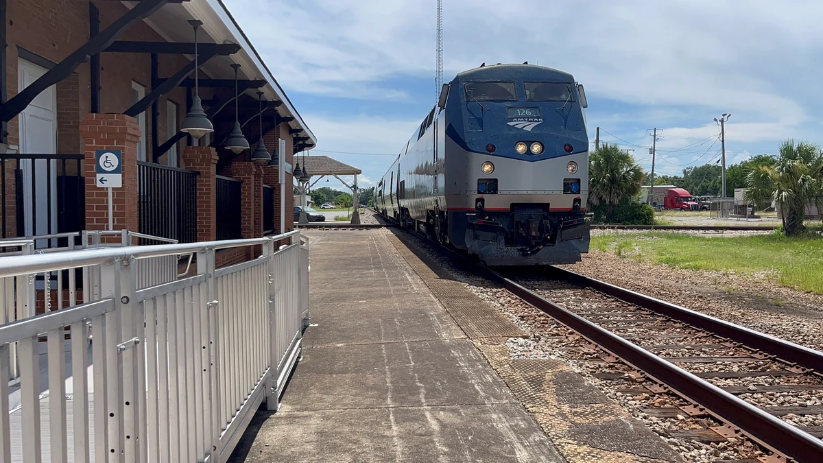 Amtrak Mardi Gras Service train on the Gulf Coast