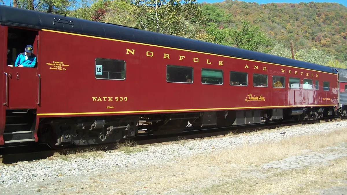 Norfolk and Western Railway passenger car in Hinton, West Virginia