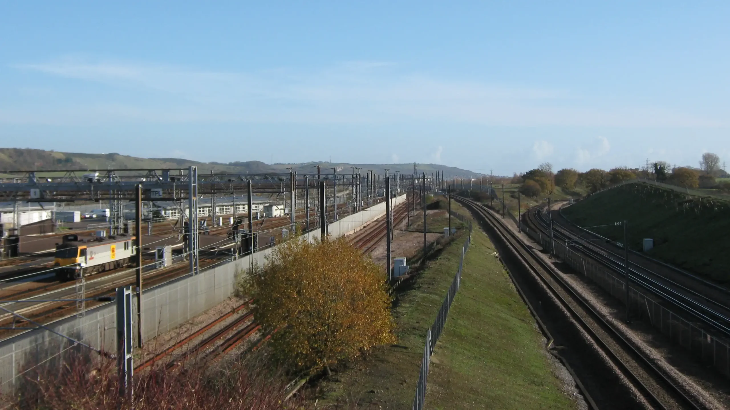 HS1 and adjacent railway lines near Cheriton terminal in Kent