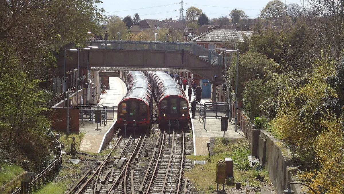 Central line trains at Epping Underground Station